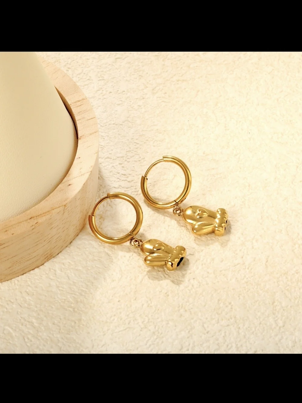 Gold Mitten Charm Hoop Earrings - Women's Jewelry